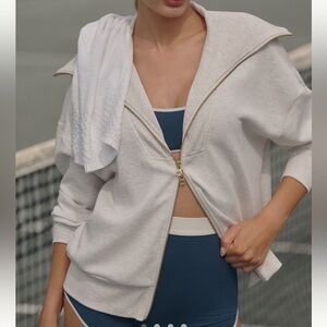 Varley Ivory Zip-Up Sweatshirt